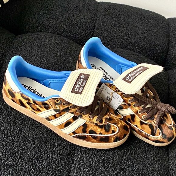 New Adidas x Wales Bonner Samba Pony Leopard Print Women's Sneaker - Picture 3 of 7